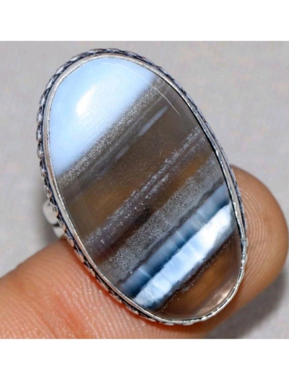 Owhyee Blue Opal Gemstone 925 Sterling Silver Handmade Ring